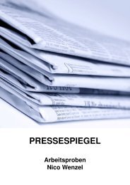 PRESSESPIEGEL - Arbeitsproben Nico Wenzel