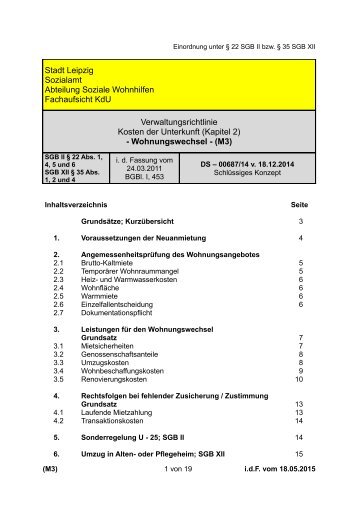 Verwaltungsrichtlinie Kosten der Unterkunft M3 - Stadt Leipzig