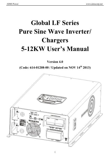 Global LF Series Pure Sine Wave Inverter/ Chargers 5-12KW User's Manual