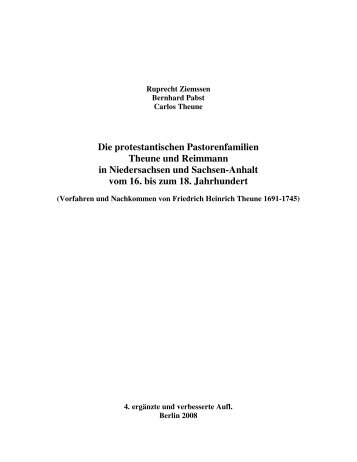 Vorfahrenliste nach Friedrich Heinrich Theune - Familienforschung ...