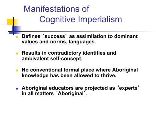 Discourses of Difference Cognitive Imperialism Culturalism and Diversity