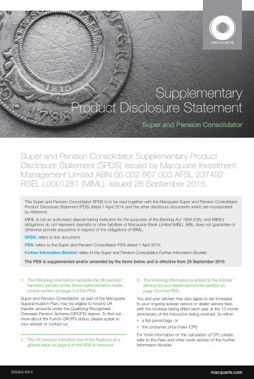 Supplementary Product Disclosure Statement