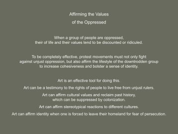 Affirming the Values of the Oppressed