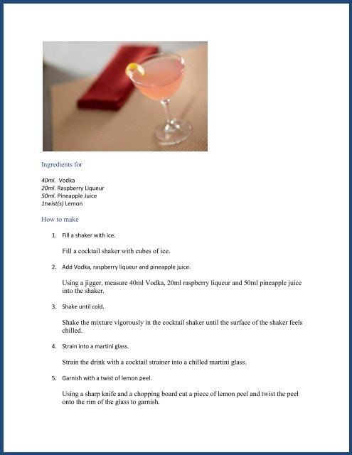 Tang's Cocktail Recipe Book