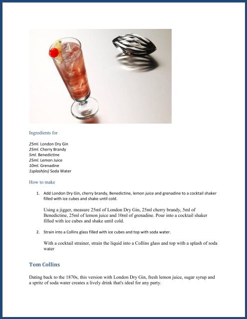 Tang's Cocktail Recipe Book