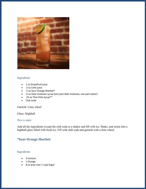 Tang's Cocktail Recipe Book