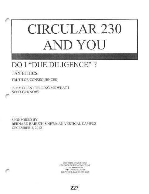Tax Seminar #3 – December 3 2012