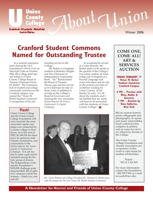 Winter 2006 About Union - Union County College Foundation