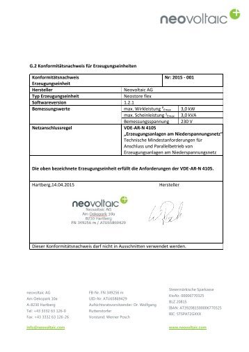 G2 Konformitätsnachweis - neostore Flex