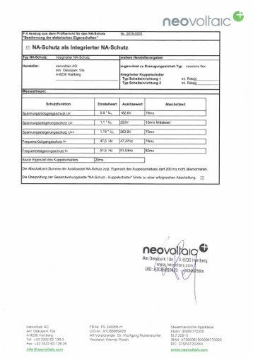 F4 Auszug aus dem Prüfbericht für den NA-Schutz - neostore Flex