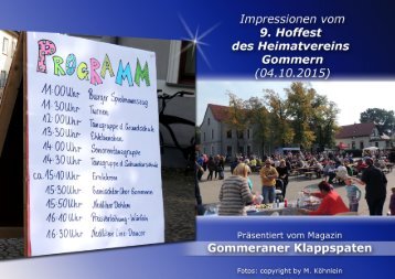 Impressionen vom  9. Hoffest  des Heimatvereins  Gommern  (04.10.2015)