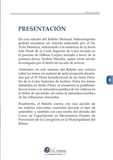 Boletín Proyecto Anticorrupción 52 - Setiembre 2015