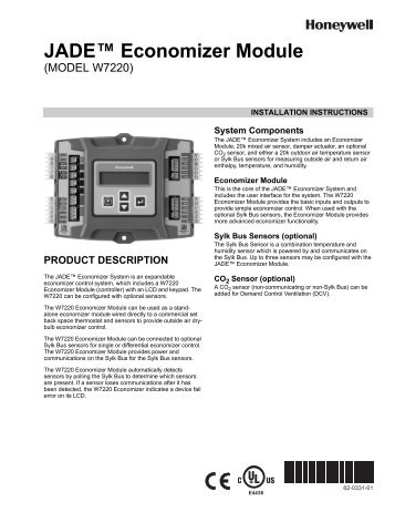 62-0331–01 - Jade™ Economizer Controller (Model W7220)