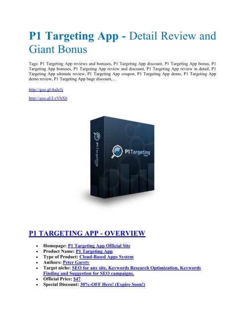 P1 Targeting Apps Review & HUGE $23800 Bonuses