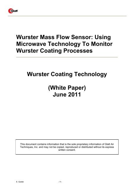 Wurster Mass Flow Sensor: Using Microwave Technology To - Glatt