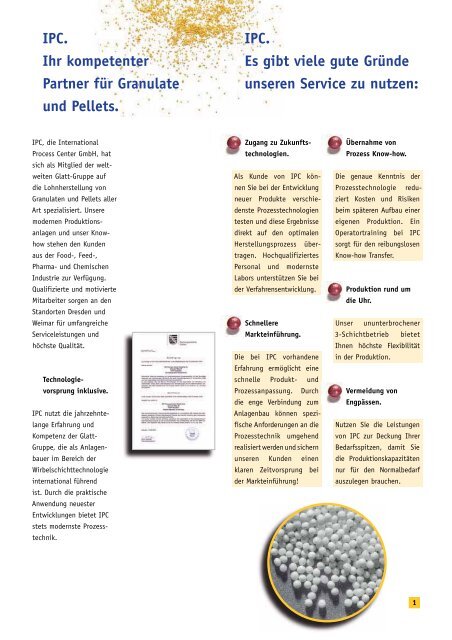 IPC. Ihr kompetenter Partner für Granulate und Pellets. - Glatt