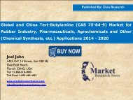 Global and China Tert-Butylamine (CAS 75-64-9) Market Analysis, Size, Share, Trends, Segment and Forecast 2014 - 2020 