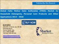 Global Fatty Methyl Ester Sulfonates (FMES) Market Analysis, Size, Share, Trends, Segment and Forecast 2014 - 2020