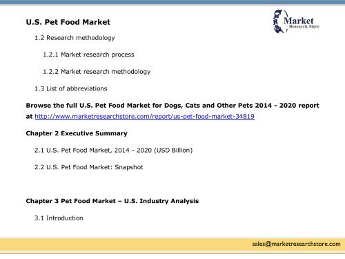 U.S. Pet Food Market Analysis, Size, Share, Trends, Segment and Forecast for Dogs, Cats and Other Pets 2014 - 2020 