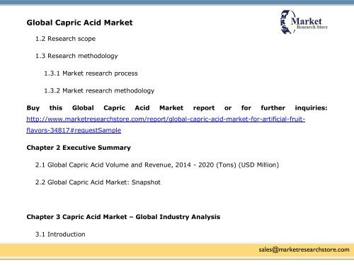Global Capric Acid Market Analysis, Size, Share, Trends, Segment and Forecast 2014 - 2020