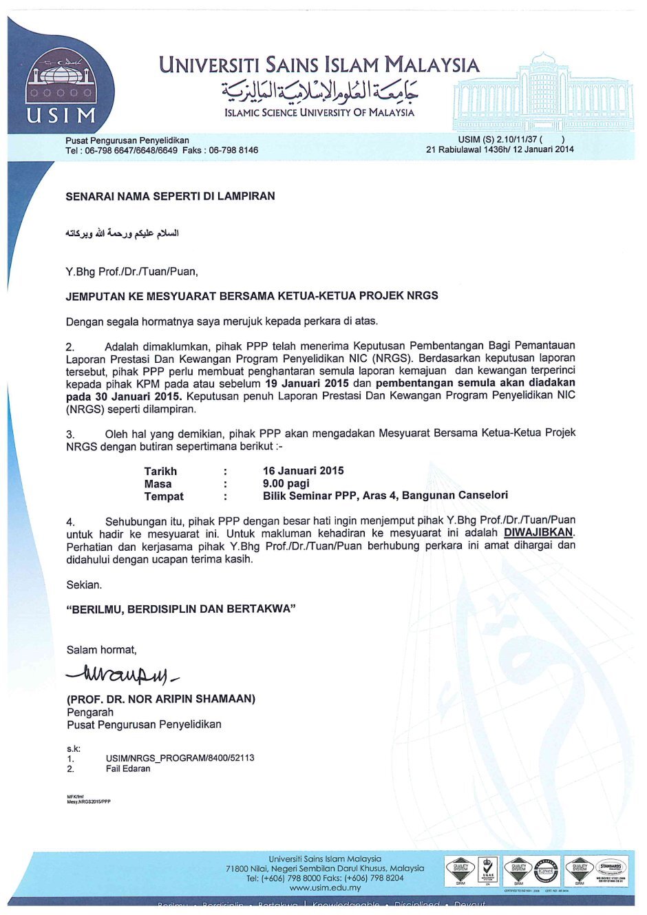 1 Butiran Mesyuarat