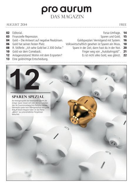 Pro Aurum Magezin Ausgabe 12 Sparen