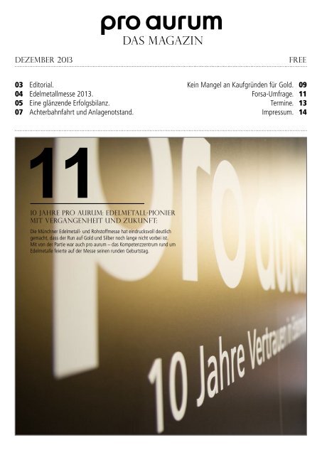 pro aurum Magazin - Ausgabe 11: 10-Jahre pro aurum