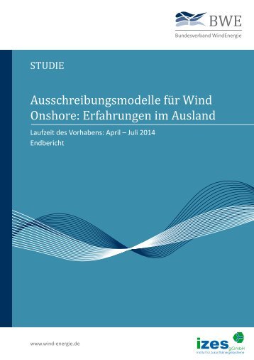 Ausschreibungsmodelle für Wind Onshore: Erfahrungen im Ausland