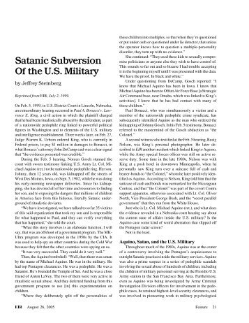 Satanic Subversion Of the U.S. Military - Executive Intelligence Review