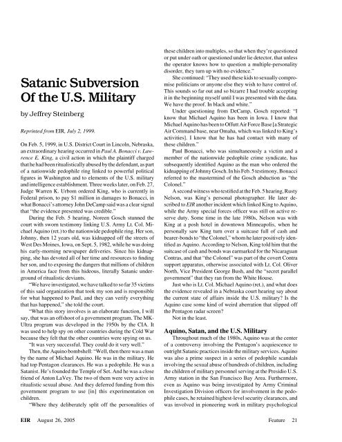 Satanic Subversion Of the U.S. Military - Executive Intelligence Review