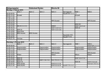Belegungsplan Hallenbad Reiden Woche 06