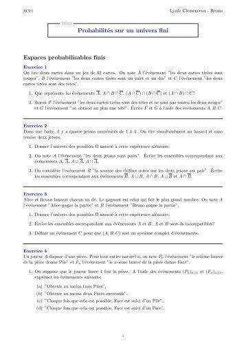 Espaces probabilisables finis