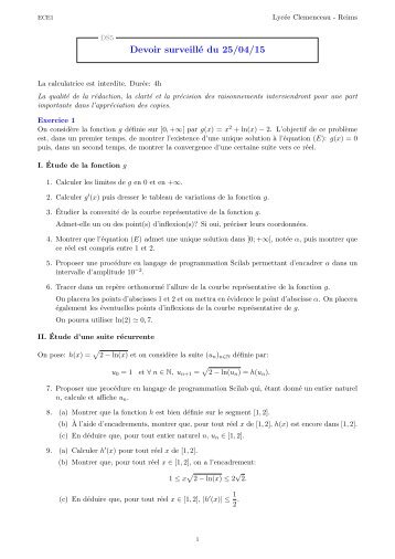 Devoir surveillé du 25/04/15