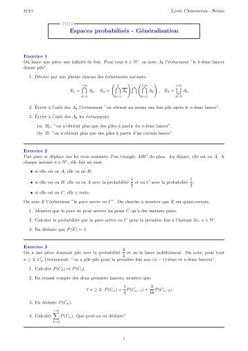 Espaces probabilisés - Généralisation