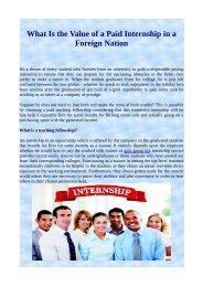 What Is the Value of a Paid Internship in a Foreign Nation