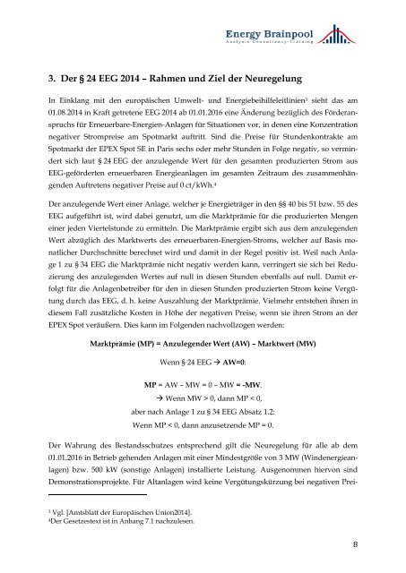 Zukünftige Auswirkungen der Sechs-Stunden-Regelung gemäß §24 EEG 2014