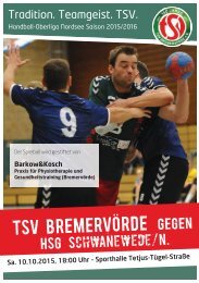 Hallenheft TSV Bremervörde gegen die HSG Schwanewede/Neuenkirchen am 10.10.2015