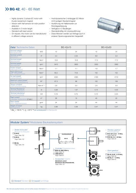 Brushless DC-Motors Bürstenlose Gleichstrommotoren