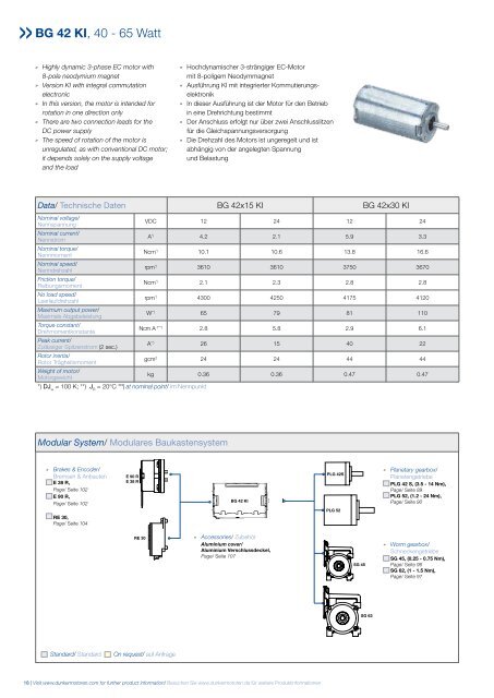 Brushless DC-Motors Bürstenlose Gleichstrommotoren