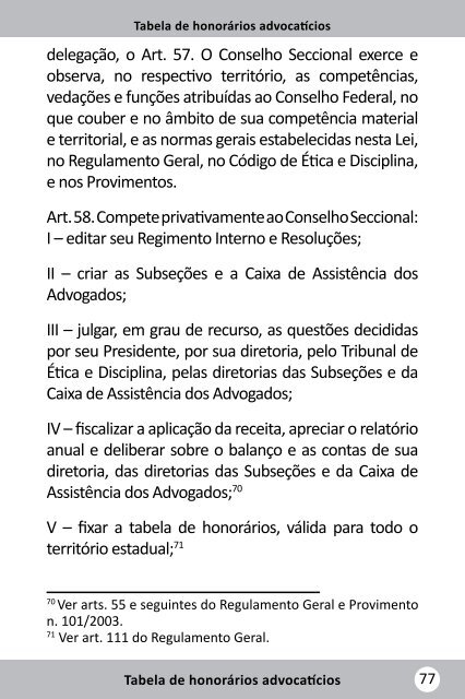 Tabela de honorários advocatícios