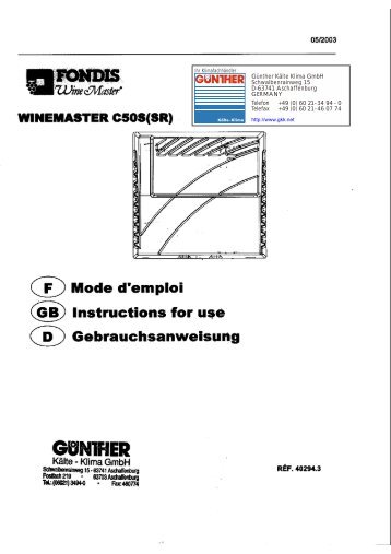 Fondis Winemaster C50 SR - Günther Kälte-Klima GmbH