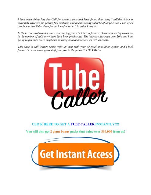 Tube Caller Review-$24,700 BONUS & DISCOUNT 