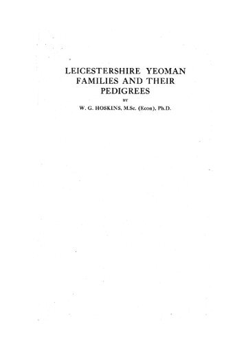 Leicestershire Yeoman families and their Pedigrees