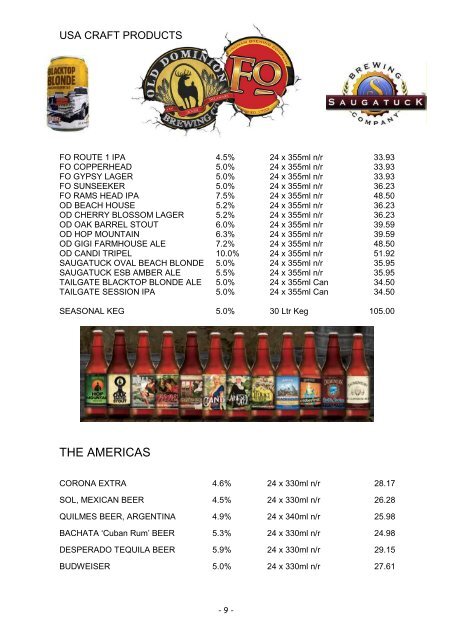 Page and Sons Trade Price List