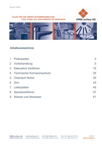 Inhaltsverzeichnis Produkte-Katalog