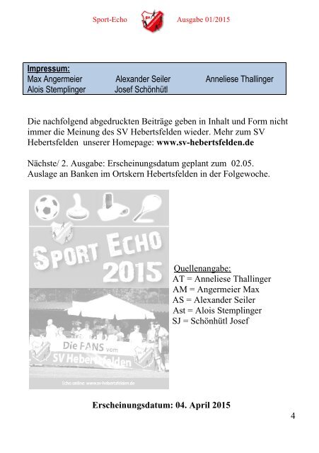 Sport Echo Ausgabe 1-2015