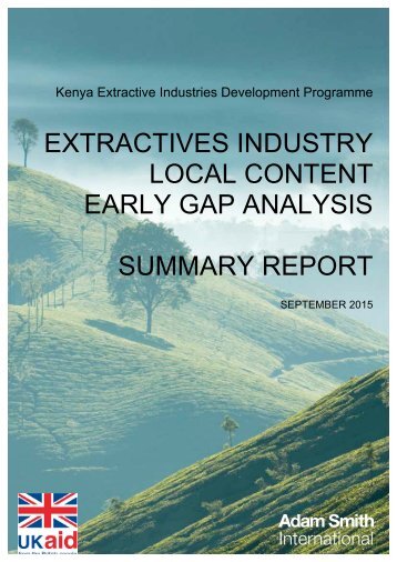 EXTRACTIVES INDUSTRY LOCAL CONTENT EARLY GAP ANALYSIS SUMMARY REPORT