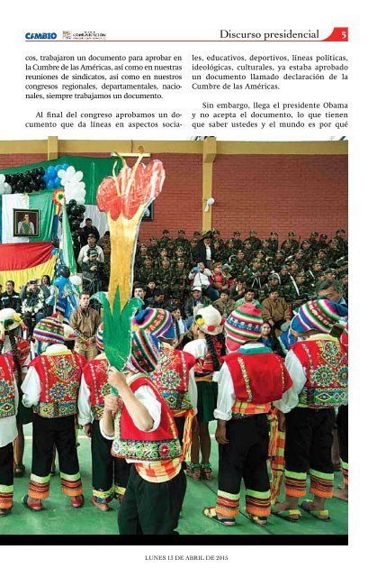 Bolivia es respetada en el mundo tiene dignidad e identidad