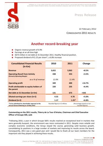 Another record-breaking year - Groupe SEB