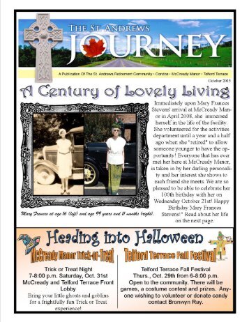 St. Andrews Retirement Community October Newsletter